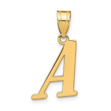 14K Yellow Gold Polished Letter A Initial Pendant - (B14-851)
